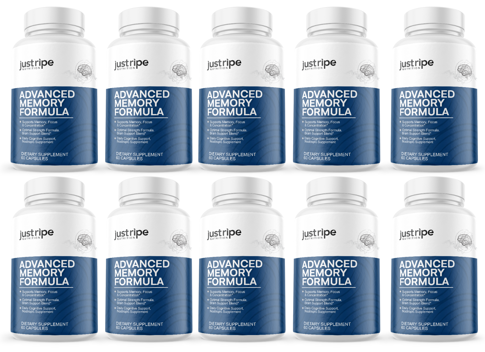 Advanced Memory Formula- Best Nootropic Brain Supplement  Memory & Focus - 10 Pack